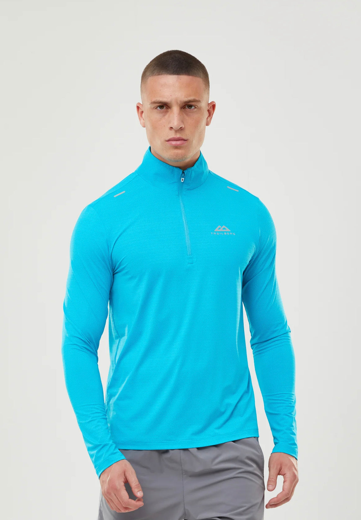 TRAILBERG BOLT LOGO QUARTER ZIP - AQUA