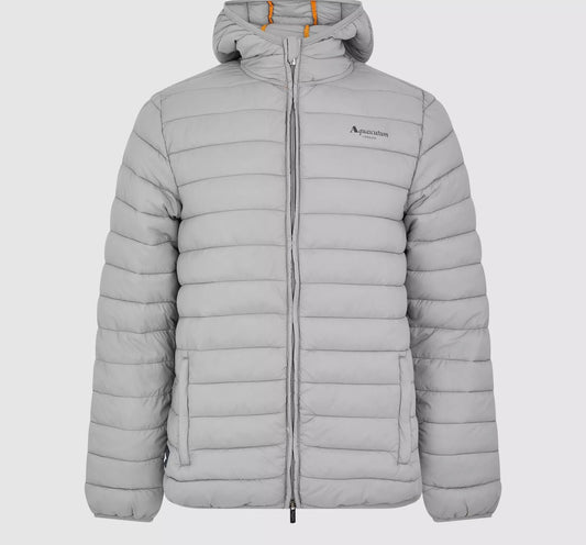 AQUASCUTUM HOODED PUFFER JACKET - GREY