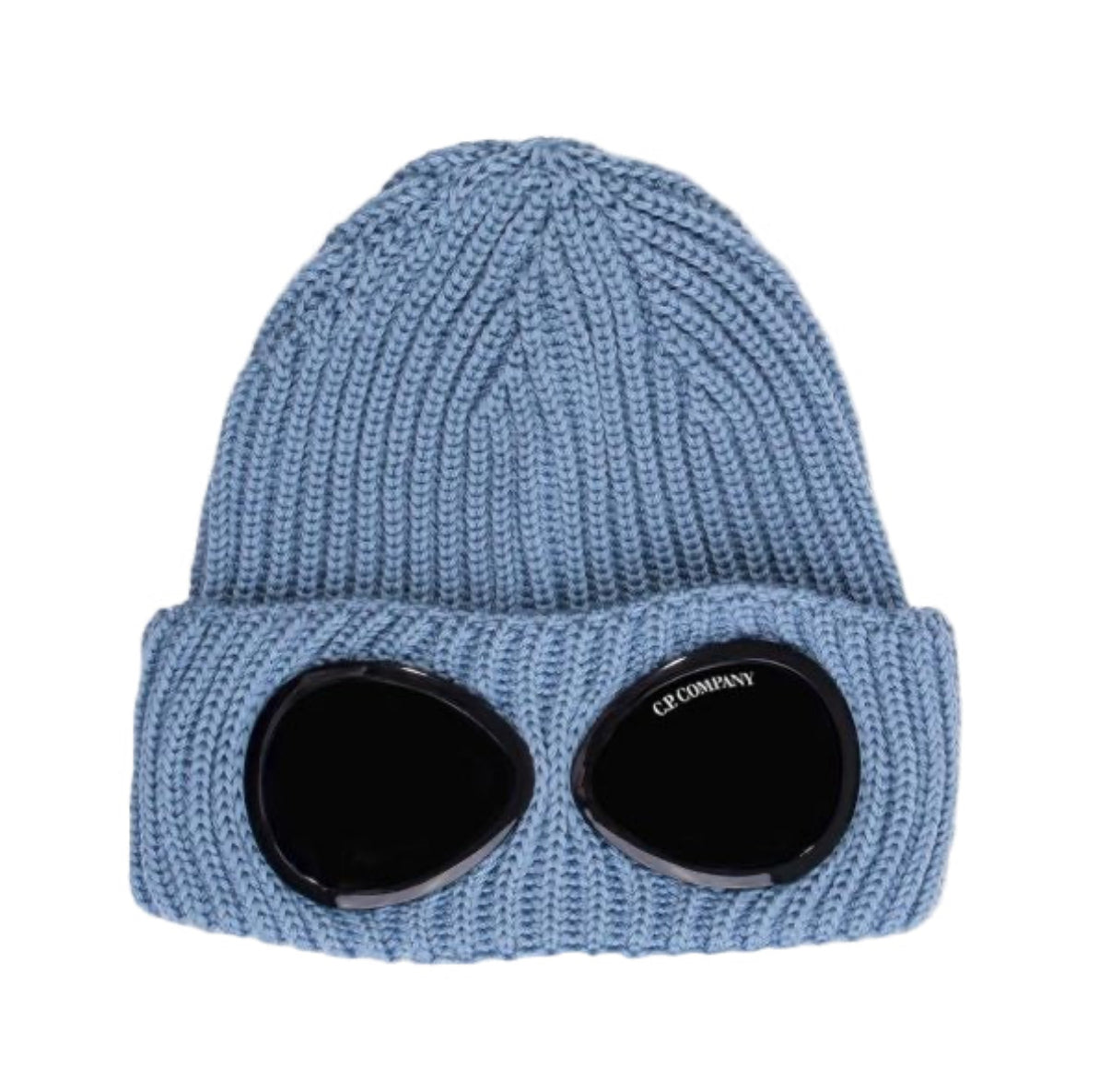 C.P. COMPANY WOOL GOGGLE BEANIE HAT - STONE BLUE