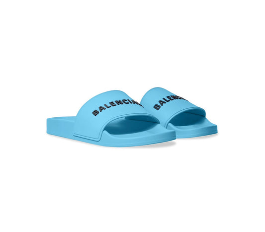 BALENCIAGA LOGO SLIDERS - BABY BLUE