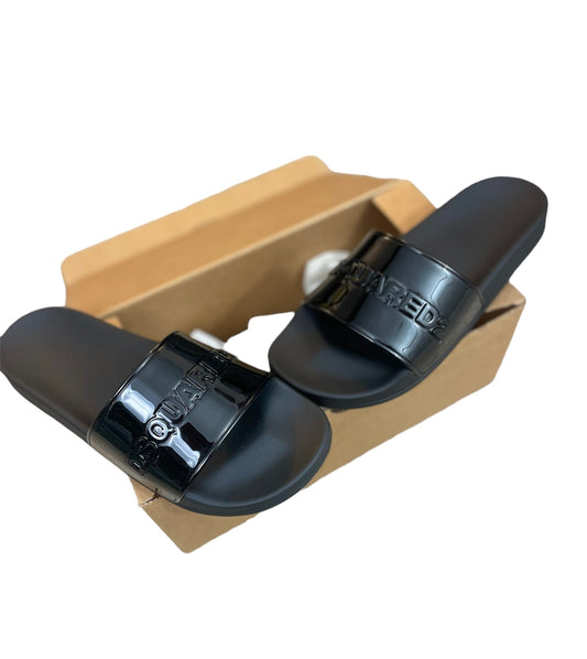 DSQUARED2 RAISED RUBBER LOGO SLIDERS - BLACK