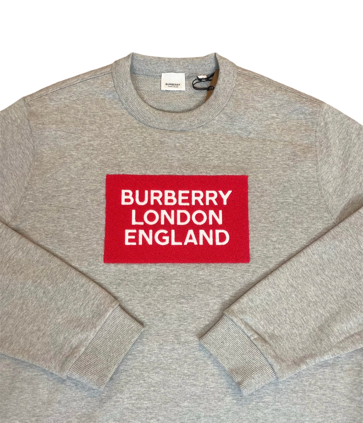 BURBERRY FAWSON EMBROIDERED LOGO COTTON SWEATSHIRT - GREY