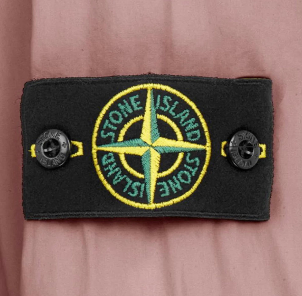 STONE ISLAND GARMENT DYED ZIP UP OVERSHIRT - ROSE QUARTZ
