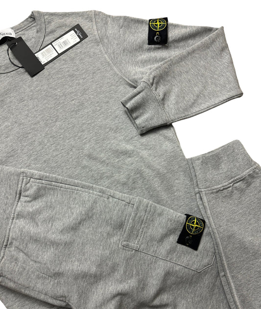 KIDS STONE ISLAND COTTON LOGO FULL TRACKSUIT - GREY