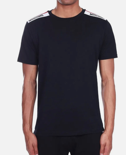 MOSCHINO SHOULDER TAPE TSHIRT - BLACK