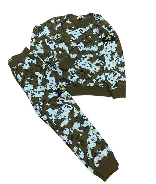 KIDS STONE ISLAND CAMO LOGO FULL TRACKSUIT