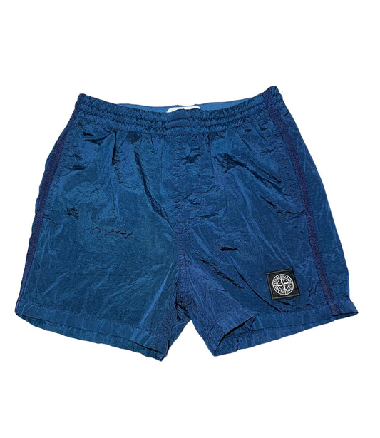 KIDS STONE ISLAND NYLON METAL PATCH LOGO SWIM SHORTS - BLUE