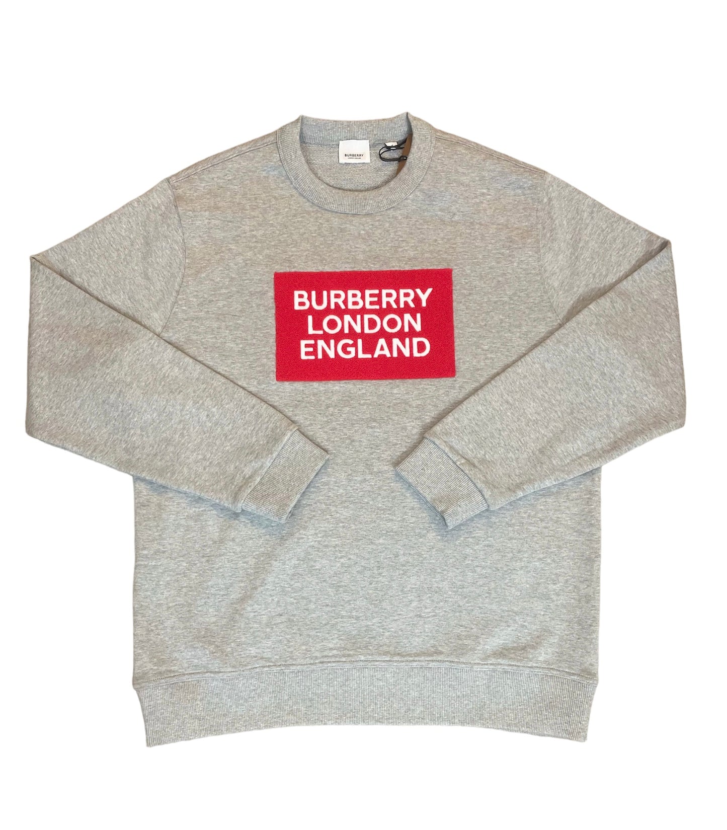 BURBERRY FAWSON EMBROIDERED LOGO COTTON SWEATSHIRT - GREY