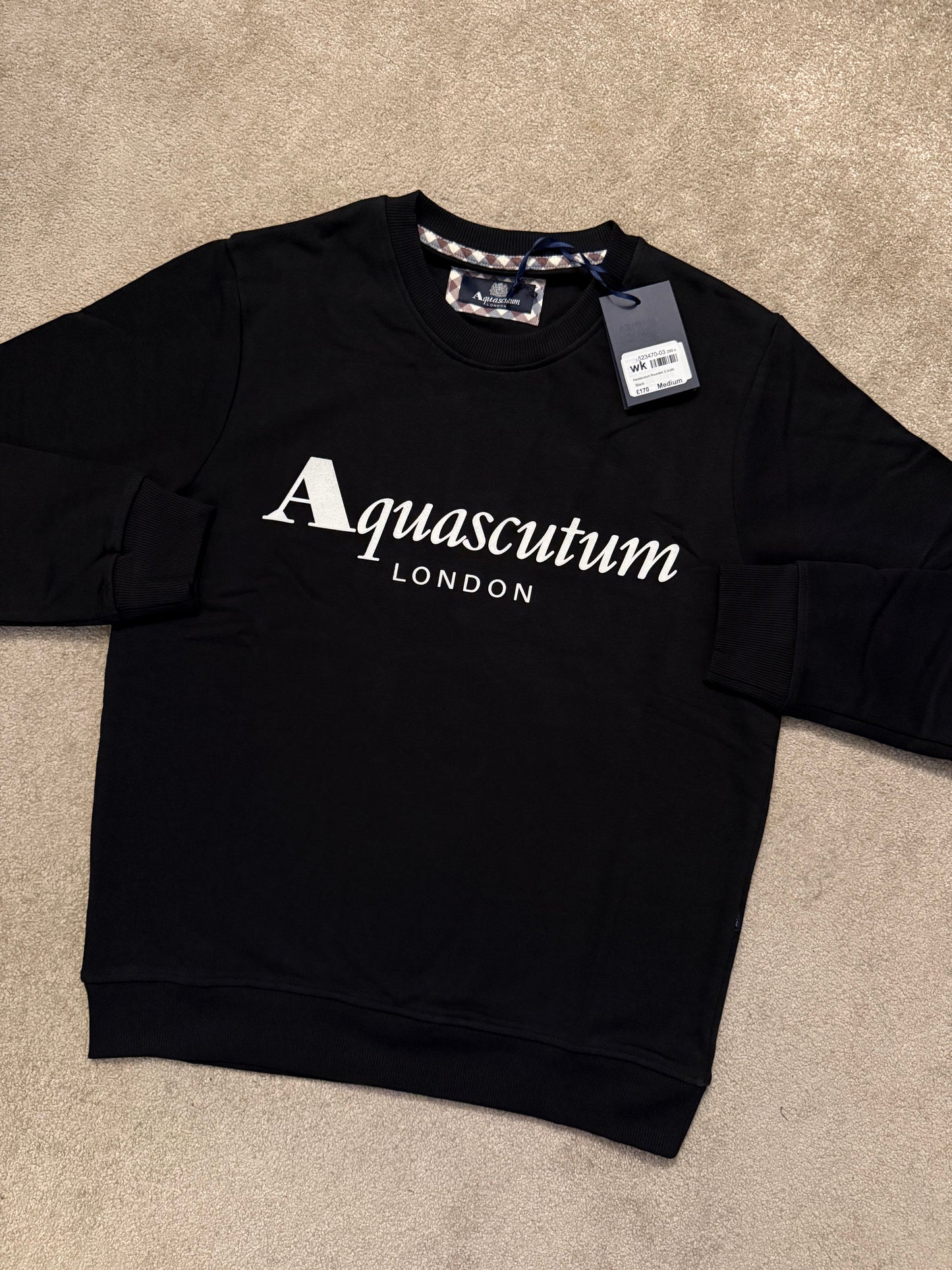 AQUASCUTUM LONDON COTTON SWEATSHIRT - BLACK
