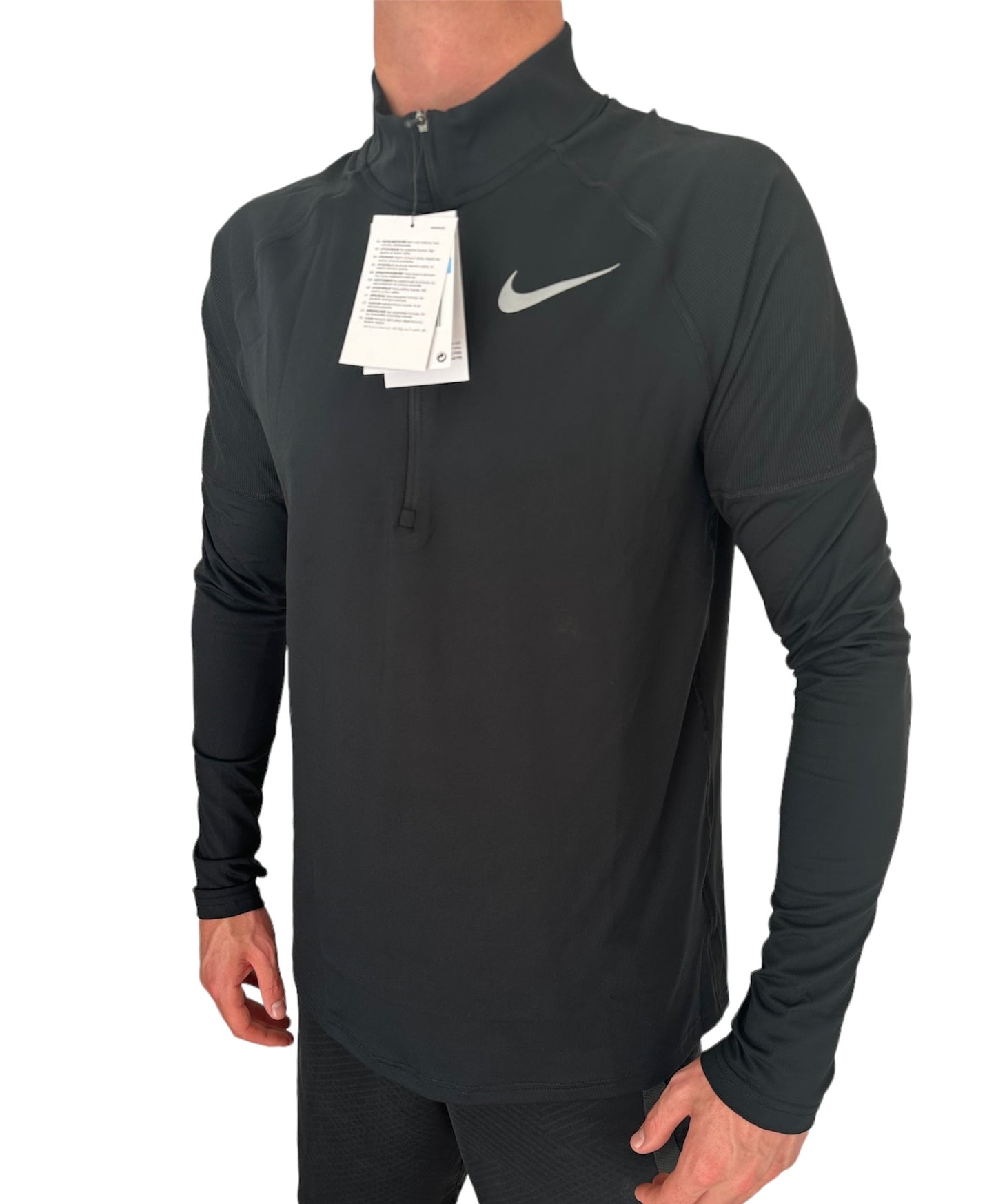 NIKE DRI-FIT ELEMENT LONGSLEEVE HALF ZIP TOP - BLACK