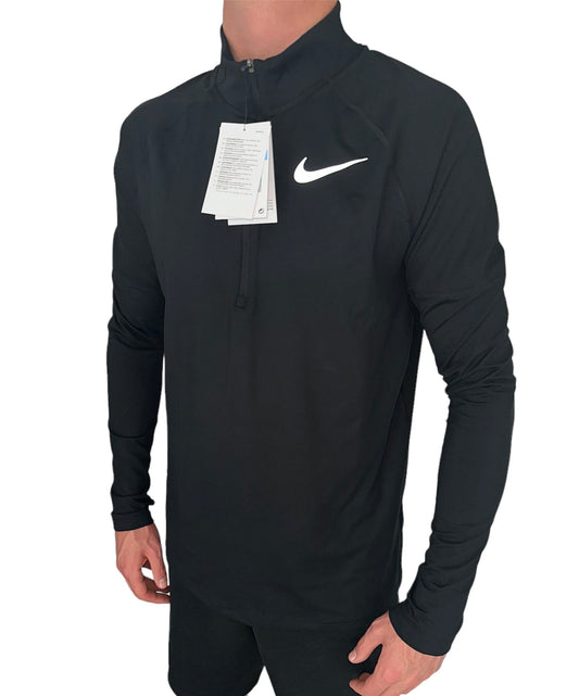 NIKE DRI-FIT ELEMENT LONGSLEEVE HALF ZIP TOP - BLACK