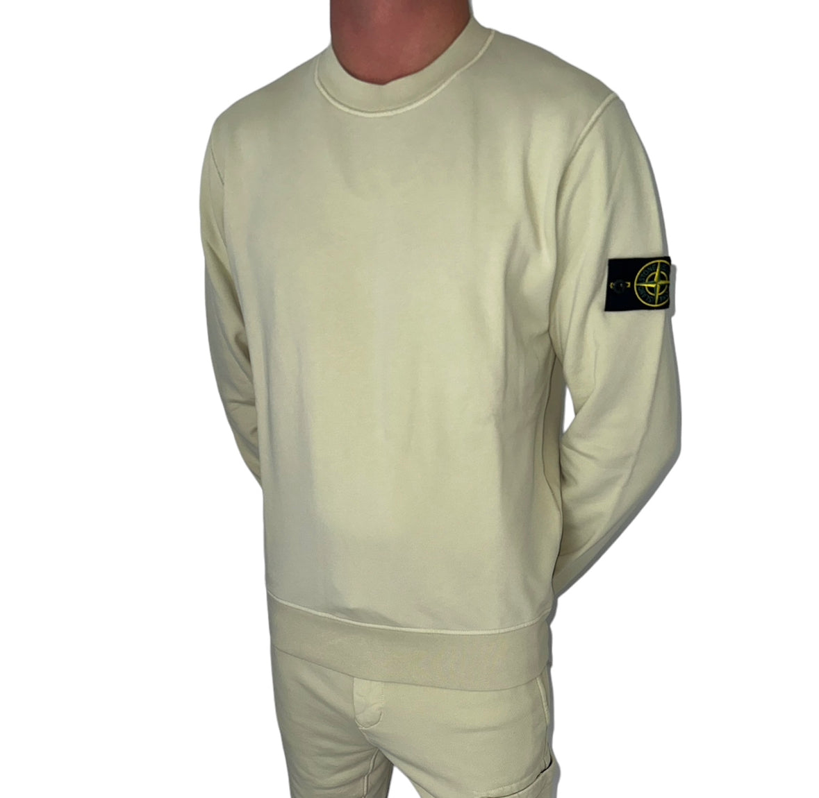 STONE ISLAND COTTON FLEECE SWEATSHIRT - BEIGE