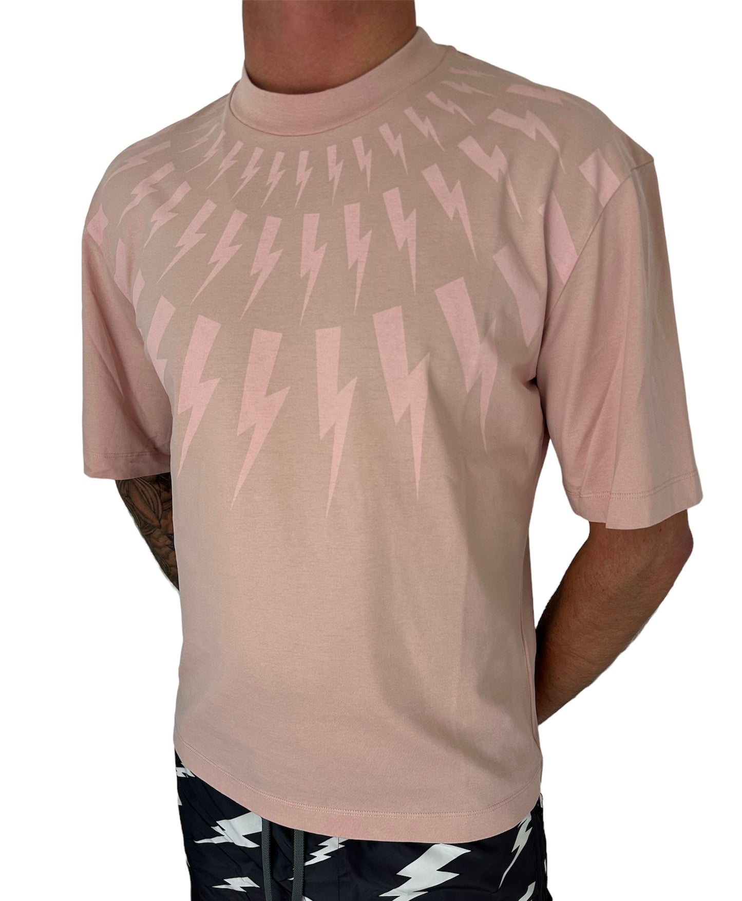 NEIL BARRETT LIGHTENING BOLT TSHIRT - PINK