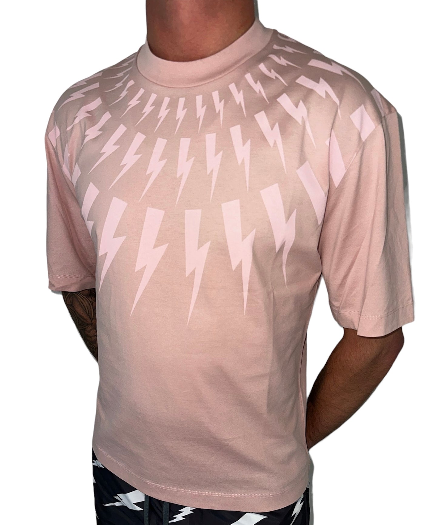NEIL BARRETT LIGHTENING BOLT TSHIRT - PINK