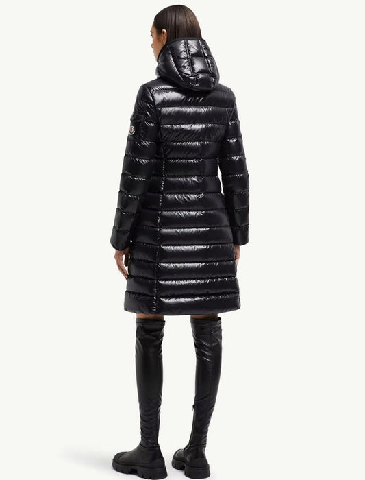 WOMENS MONCLER MOKA DOWN PARKA JACKET - BLACK
