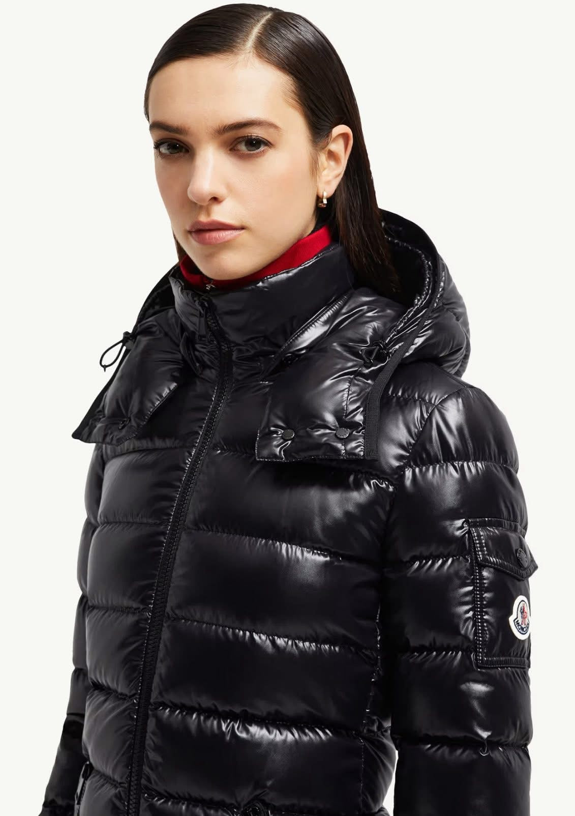 WOMENS MONCLER MOKA DOWN PARKA JACKET - BLACK