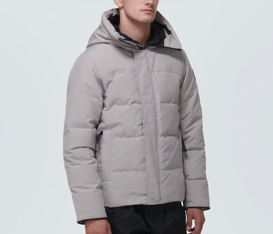 CANADA GOOSE MACMILLAN LOGO DOWN PARKA COAT - LIMESTONE