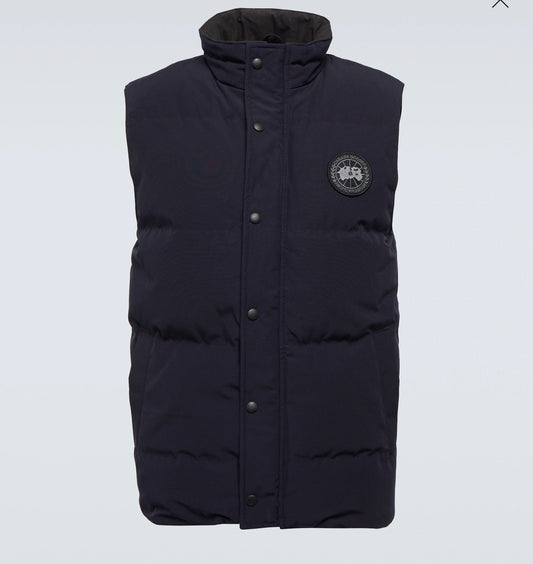 CANADA GOOSE BLACK DISC GARSON LOGO DOWN GILET BODYWARMER VEST - NAVY