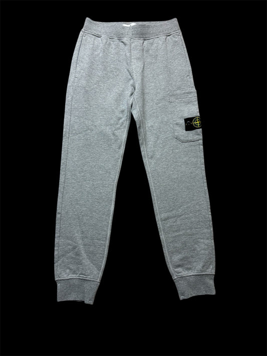 KIDS STONE ISLAND COTTON LOGO CARGO TRACKSUIT BOTTOMS - GREY