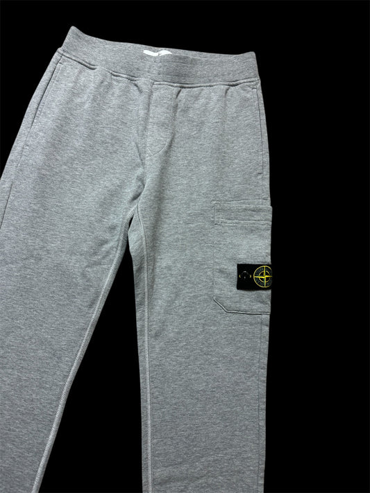KIDS STONE ISLAND COTTON LOGO CARGO TRACKSUIT BOTTOMS - GREY