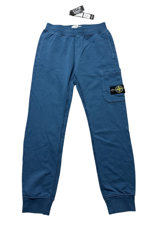 KIDS STONE ISLAND COTTON LOGO CARGO TRACKSUIT BOTTOMS - BLUE