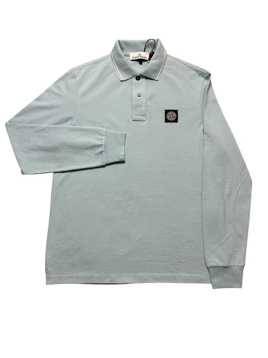 STONE ISLAND SLIM FIT LONGSLEEVE POLO SHIRT - SKY BLUE