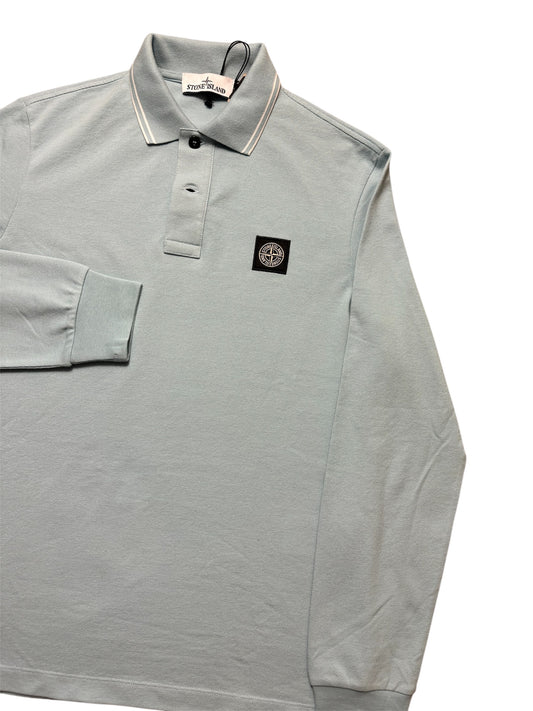 STONE ISLAND SLIM FIT LONGSLEEVE POLO SHIRT - SKY BLUE