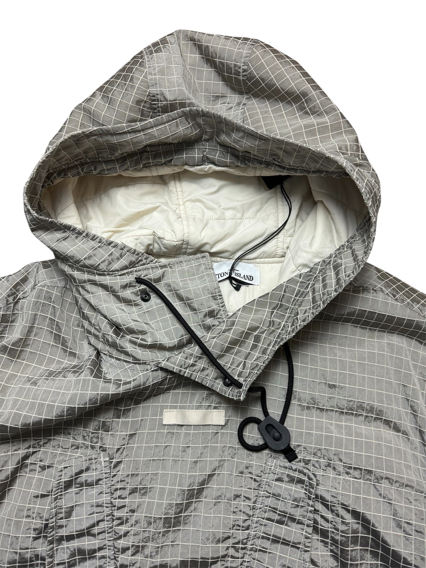STONE ISLAND MACRO RIPSTOP NYLON METAL REFLECTIVE SMOCK JACKET - GREY / SILVER