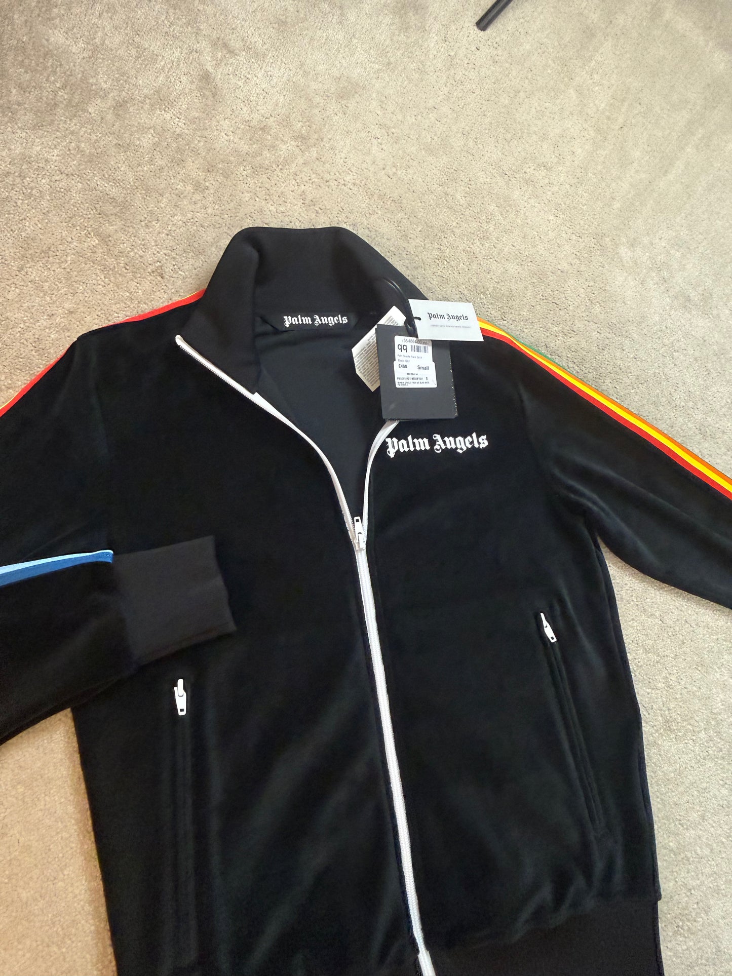 PALM ANGELS CHENILLE RAINBOW TRACK JACKET - BLACK