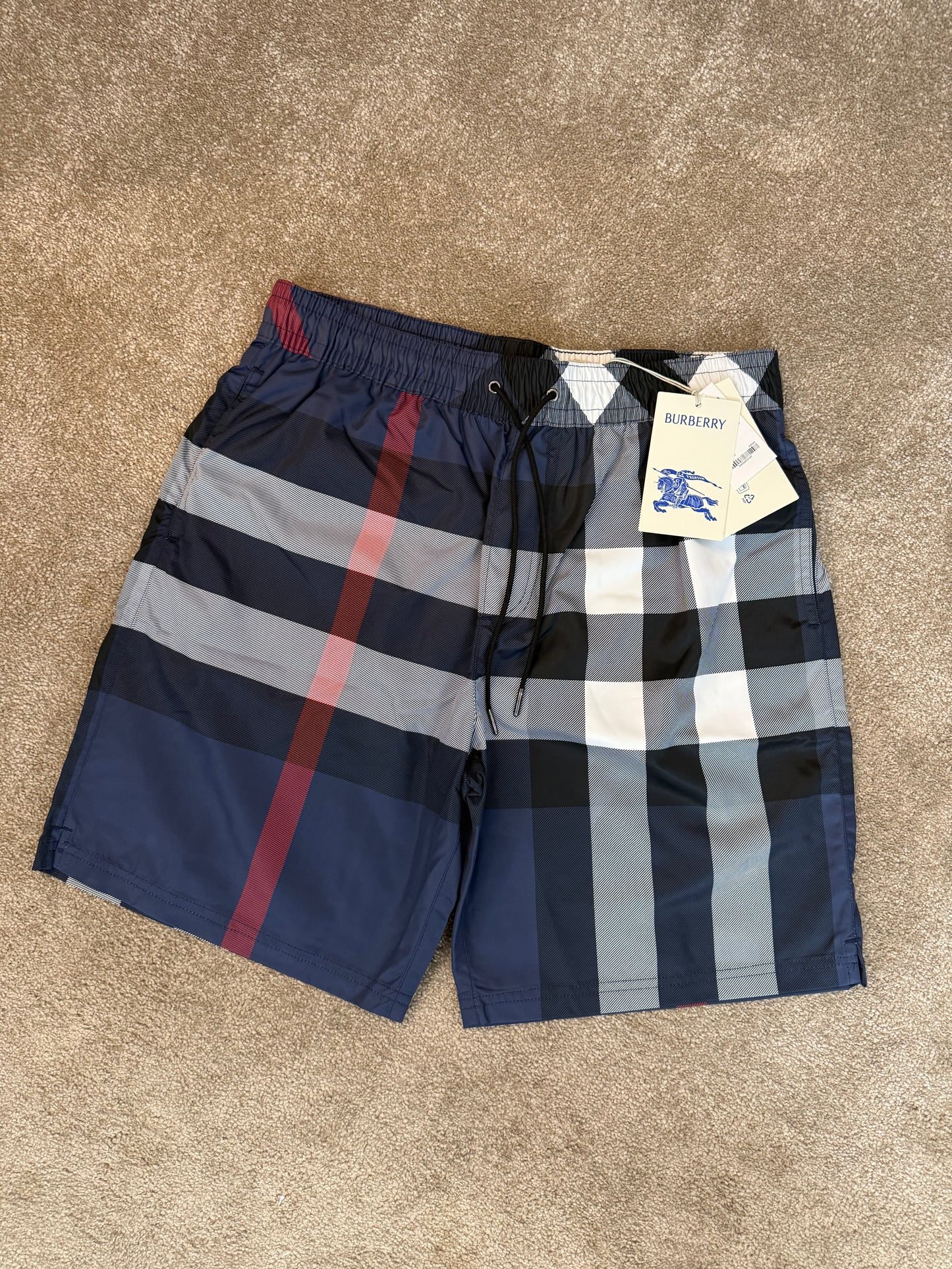 BURBERRY LONDON CHECK SWIM SHORTS - CARBON BLUE
