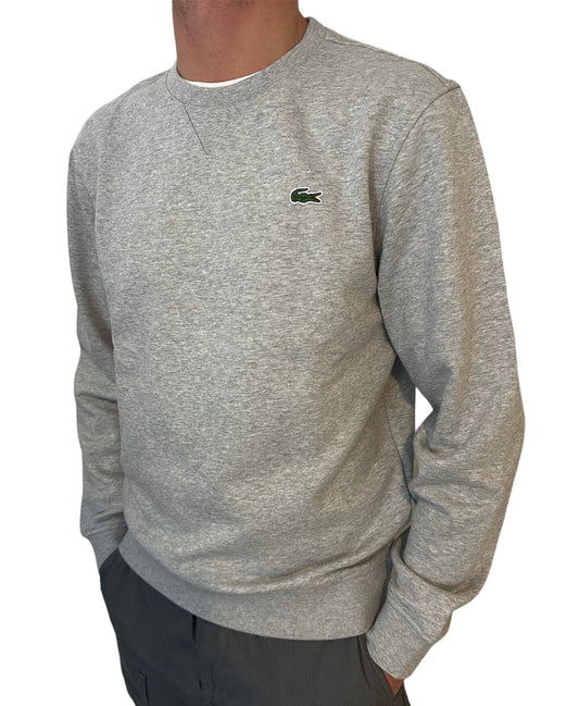 LACOSTE LOGO CREW NECK SWEATSHIRT - LIGHT GREY