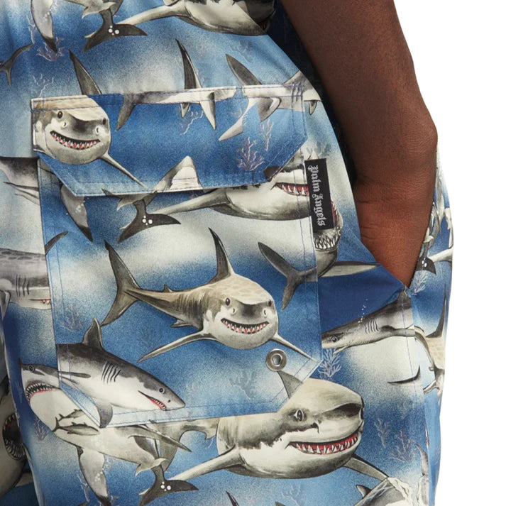PALM ANGELS SHARK PATTERN SWIM SHORTS