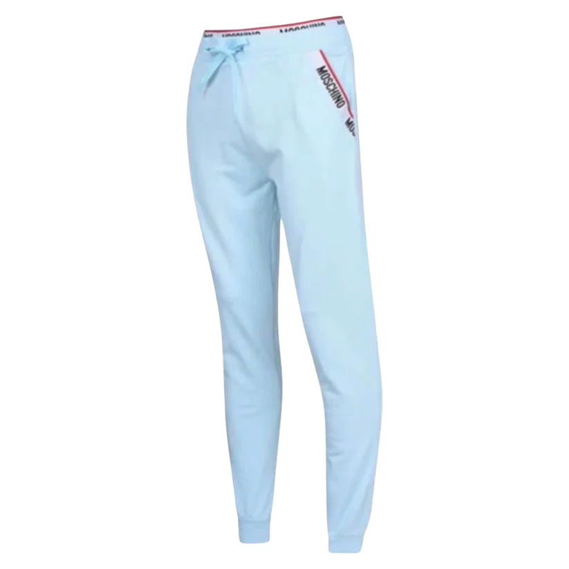 MOSCHINO TAPE TRACKSUIT JOGGING BOTTOMS BABY BLUE SGN CLOTHING