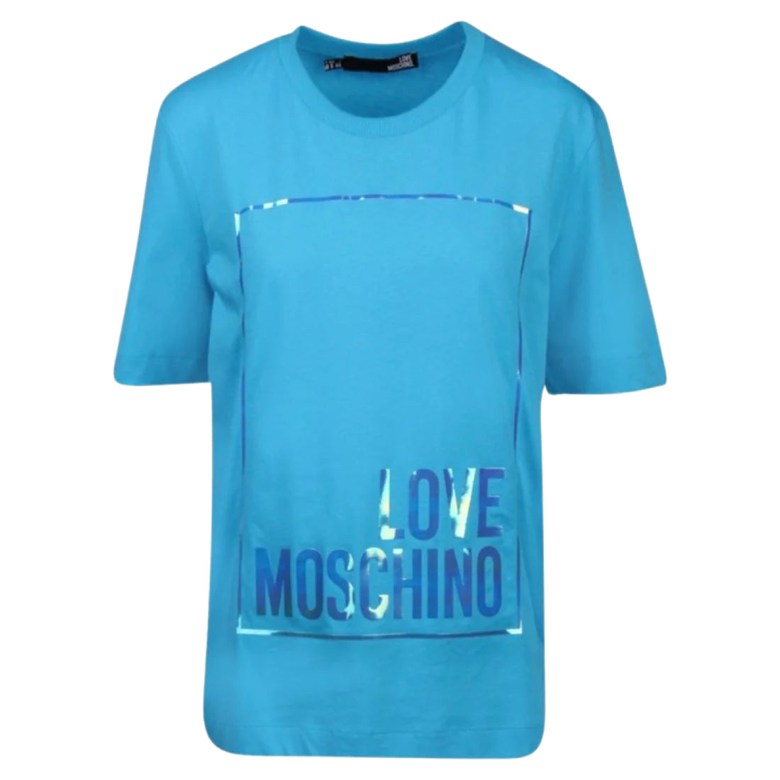 WOMENS LOVE MOSCHINO LOGO TSHIRT - BLUE