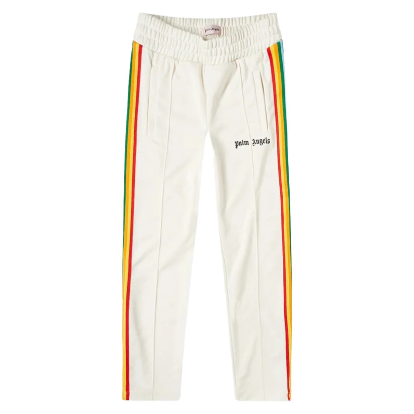 PALM ANGELS TRACKSUIT SWEATPANT BOTTOMS CREAM RAINBOW