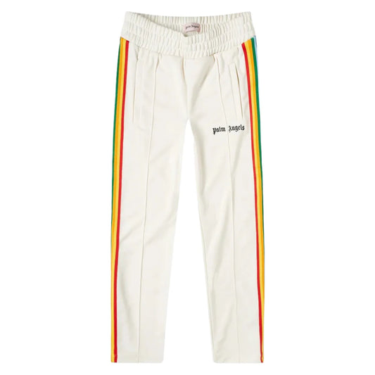 PALM ANGELS TRACKSUIT SWEATPANT BOTTOMS - CREAM / RAINBOW