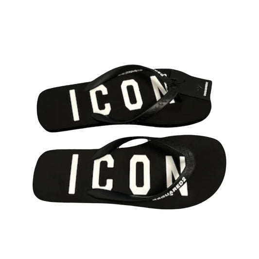 DSQUARED2 ICON FLIP FLOPS - BLACK / WHITE