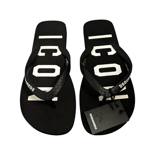 DSQUARED2 ICON FLIP FLOPS - BLACK / WHITE