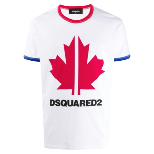 DSQUARED2 MAPLE LEAF LOGO TSHIRT - WHITE