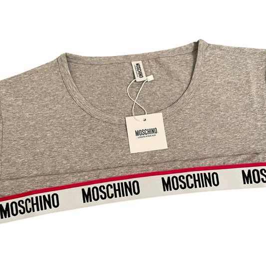 WOMENS MOSCHINO TAPE LOGO TSHIRT - GREY