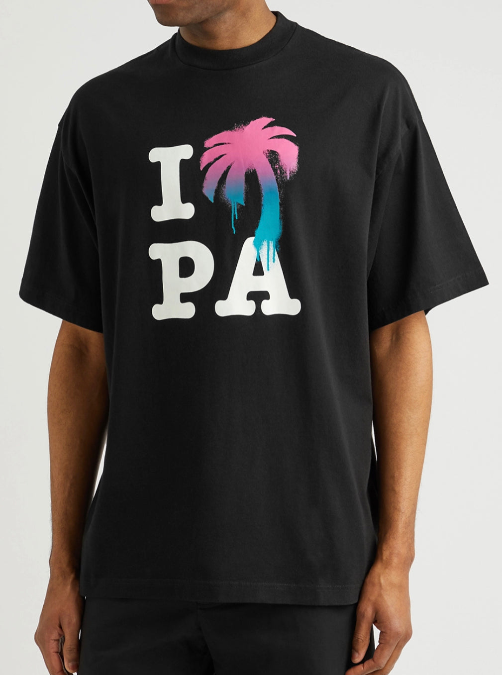 PALM ANGELS PALM TREE LOGO TSHIRT - BLACK