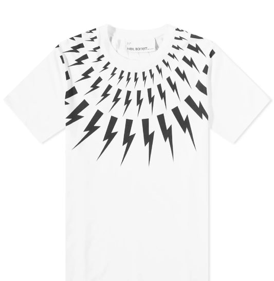 NEIL BARRETT LIGHTENING BOLT TSHIRT - WHITE / BLACK
