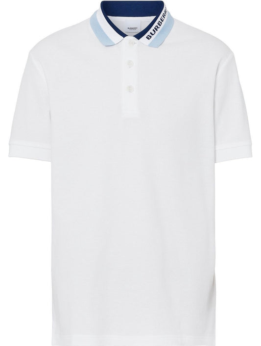 BURBERRY EDNEY LOGO COTTON PIQUE POLO SHIRT - WHITE