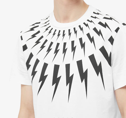 NEIL BARRETT LIGHTENING BOLT TSHIRT - WHITE / BLACK