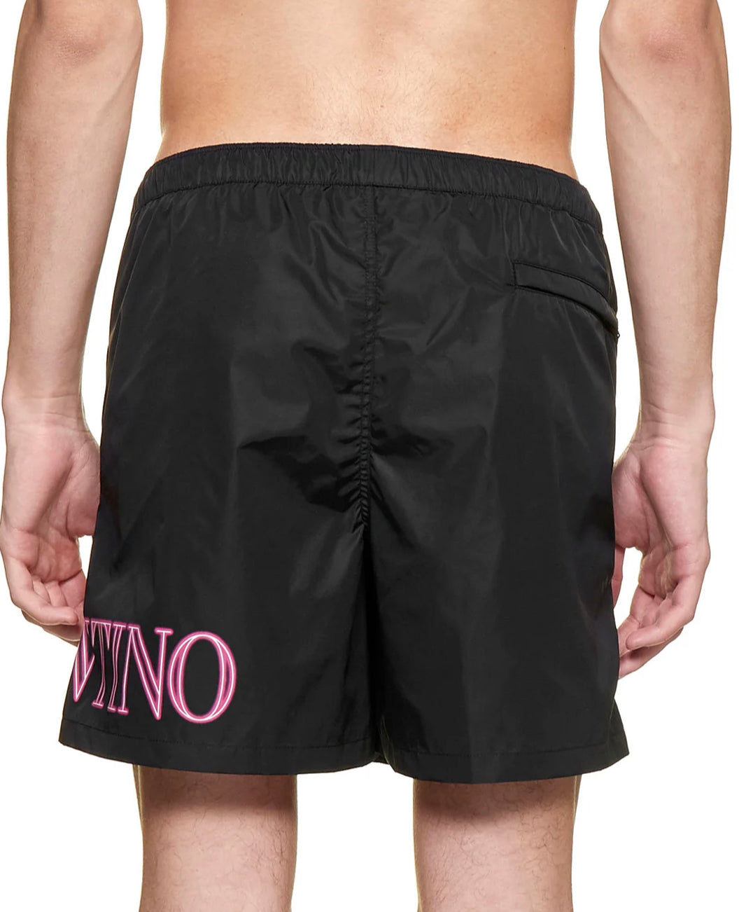 VALENTINO VLTN NEON LOGO PRINT SWIM SHORTS - BLACK