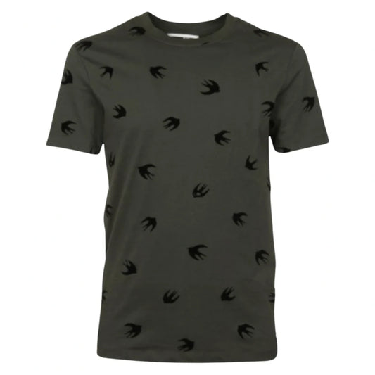 ALEXANDER MCQUEEN SWALLOW LOGO TSHIRT - KHAKI