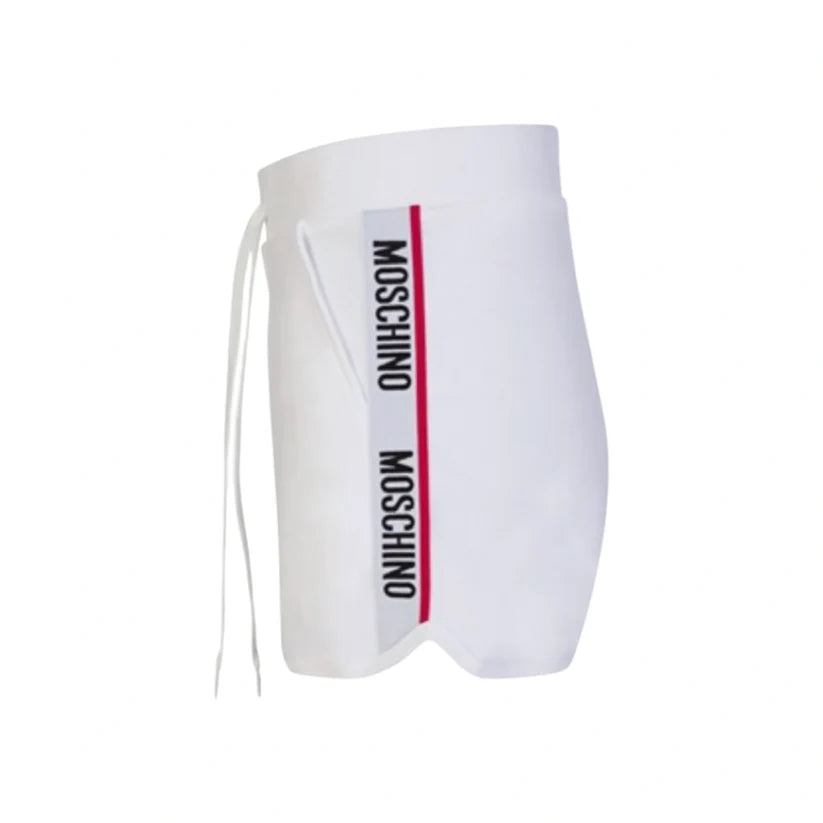 WOMENS MOSCHINO TAPE COTTON SHORTS - WHITE