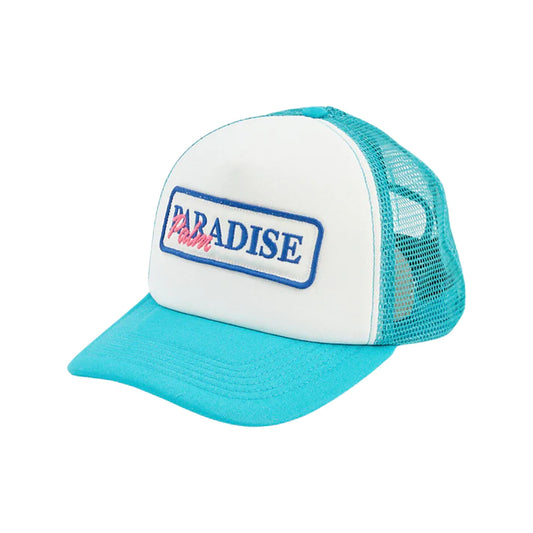 PALM ANGELS PARADISE LOGO CAP - BLUE / WHITE