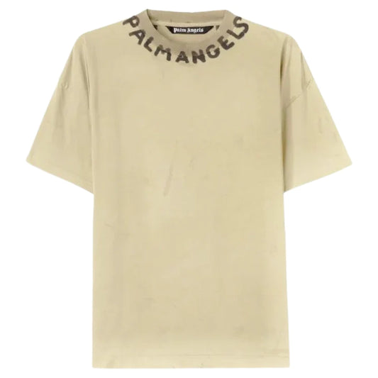 PALM ANGELS COLLAR LOGO TSHIRT - SAND