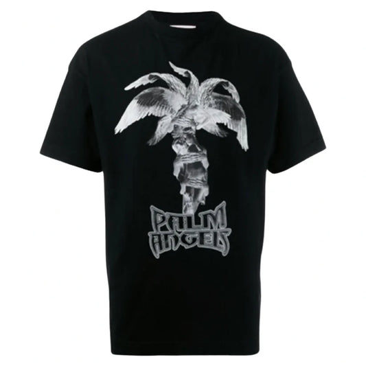 PALM ANGELS STATUE LOGO TSHIRT - BLACK